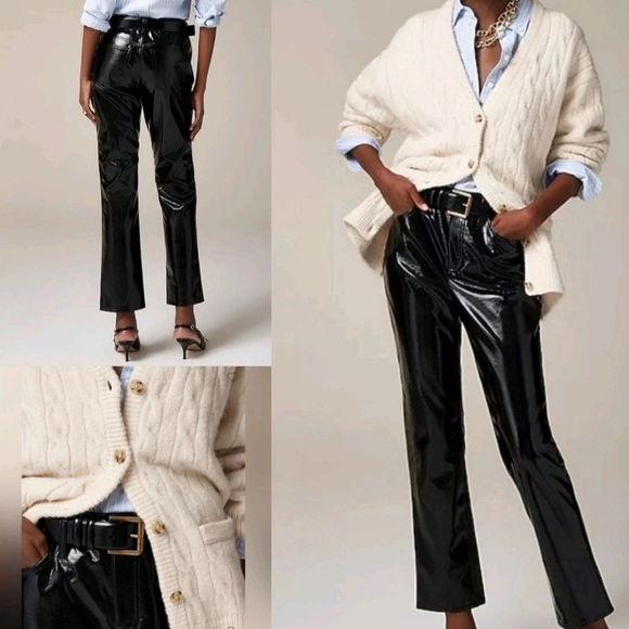 J. Crew Pants - J Crew Black Classic Straight Faux Leather Pants Size 30 New!!
